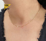 14K Solid Gold Necklace, Thin Chain, 14K Yellow Gold Chain Necklace, Solid Gold