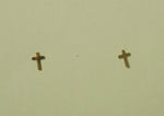 10K Gold Tiny Cross Stud Earrings, Solid Gold, 10k Real Gold - TGE055