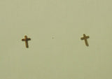 10K Gold Tiny Cross Stud Earrings, Solid Gold, 10k Real Gold - TGE055