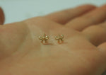 10K Solid Gold Tiny Butterfly Knot Stud Earrings, Ribbon Real Gold - TGE045