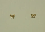 10K Solid Gold Tiny Butterfly Knot Stud Earrings, Ribbon Real Gold - TGE045