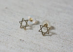 10K Gold Tiny Studs Earrings, Magen David, Solid Gold, 10k Real Gold - TGE015