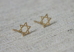 10K Gold Tiny Studs Earrings, Magen David, Solid Gold, 10k Real Gold - TGE015