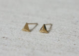 10K Solid Gold Tiny Triangular Pyramid Stud Earrings Real Gold Geometric - TGE023