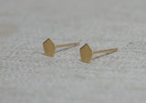 10K Solid Gold Tiny Pentagon Stud Earrings Real Gold, Geometric - TGE103