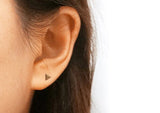 10K Solid Gold Tiny Flat Triangle Stud Earrings Real Gold - TGE100