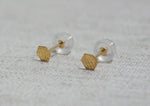 10K Solid Gold Tiny Hexagon Stud Earrings Real Gold Geometric - TGE104