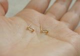 10K Solid Gold Tiny Safety Pin Stud Earrings Real Gold - TGE075