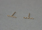 10K Tiny Solid Gold Rope Stud Earrings, Staple Twist 10mm, 5.5mm Round Straight Line Bar - TGE004