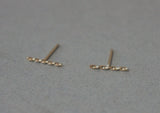 10K Tiny Solid Gold Rope Stud Earrings, Staple Twist 10mm, 5.5mm Round Straight Line Bar - TGE004