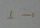 10K Tiny Solid Gold Rope Stud Earrings, Staple Twist 10mm, 5.5mm Round Straight Line Bar - TGE004