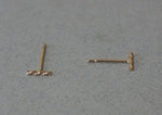 10K Tiny Solid Gold Rope Stud Earrings, Staple Twist 10mm, 5.5mm Round Straight Line Bar - TGE004