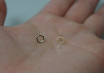 10K Solid Gold Tiny Line Hexagon Stud Earrings, Geometric - TGE059