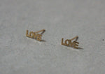 10K Solid Gold Tiny LOVE Earrings Cappital Letter Real Gold - TGE040