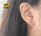 14K Solid Gold Light Weight Ball3mm 4mm Curved U shaped Stud End Barbell Piercing, 21G