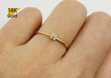 14K Gold Small CZ Flower Ring, Thin Ring, Solid Gold Ring - TGR206