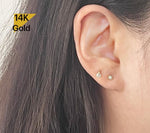 14K Solid Gold Stud Earrings, Cubic Zirconia Earrings