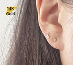 14K Solid Gold Stud Earrings, Cubic Zirconia Earrings