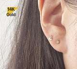 14K Solid Gold Stud Earrings, Cubic Zirconia Earrings