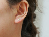 10K Solid Gold Tiny Folded Heart Stud Earrings Real Gold - TGE034