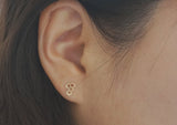 10K Solid Gold Tiny Bee Stud Earrings Honey Comb Geometric Hexagon Real Gold- TGE058