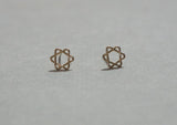 10K Solid Gold Tiny Star Stud Earrings Magen David Curved Edge Real Gold - TGE014