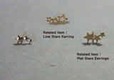 10K Gold Tiny 3 Star Stud Earrings, Solid Gold, 10K Real Gold - TGE050