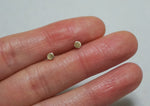 10K Solid Gold Tiny Circle stud earrings, 3mm 10k real Gold - TGE001-3