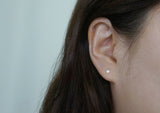 10K Solid Gold Tiny Circle stud earrings, 3mm 10k real Gold - TGE001-3