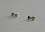 10K Solid Gold Pasta Stud Earrings Ribbon Farfalloni Real Gold - TGE046