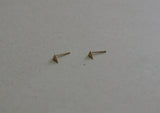10K Solid Gold Tiny Slim Pyramid Stud Earrings, Pyramid, Geometric Real Gold - TGE022