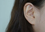 10K Solid Gold Tiny Convex Star Crescent Moon Studs Earrings Real Gold - TGE016