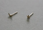 10K 14K Solid Gold Tiny Convex Star Crescent Moon Studs Earrings Real Gold - TGE016