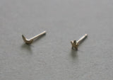 10K Solid Gold Tiny Convex Star Crescent Moon Studs Earrings Real Gold - TGE016