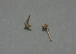 10K Solid Gold Tiny Line Star Studs Earrings Real Gold - TGE013