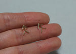 10K Solid Gold Arrow Symbol Mark Sign StudEarrings Geometric Real Gold - TGE077