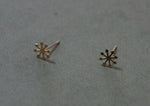 10K Solid Gold Tiny Snowflake Stud Earrings Real Gold - TGE088