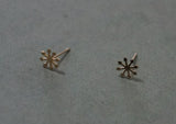 10K Solid Gold Tiny Snowflake Stud Earrings Real Gold - TGE088