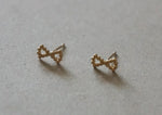 10K Gold Tiny Beaded Ribbon Stud Earrings Real Gold - TGE047