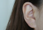 10K Solid Gold Tiny Pattern Line Star Stud Earrings Real Gold - TGE010