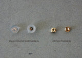 10K Solid Gold Tiny 3 White CZ Stud Earrings Real Gold - TGE066