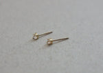 10K Solid Gold Tiny CZ 2mm Cubic Zirconia Stud Earrings Real Gold - TGE097