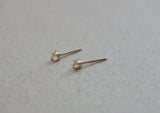 10K Solid Gold Tiny CZ 2mm Cubic Zirconia Stud Earrings Real Gold - TGE097