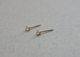 10K Solid Gold Tiny CZ 2mm Cubic Zirconia Stud Earrings Real Gold - TGE097