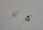 10K Solid Gold Stud Earrings Line Triangle Real Gold - TGE028