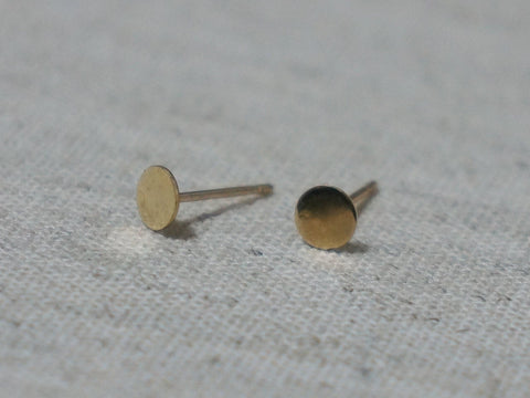 10K Solid Gold Tiny Circle Stud Earrings 4 mm 5 mm Real Gold - TGE001-4