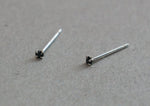 925 Sterling Silver, Black Mini CZ Studs Earrings 2mm - TSE001