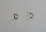 10K Solid Gold Tear Drop Stud Earrings Rain Drop Real Gold - TGE089