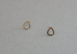 10K Solid Gold Tear Drop Stud Earrings Rain Drop Real Gold - TGE089