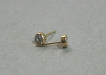 10K Solid Gold Tiny Circle Stud Earrings Real Gold CZ Cubic Zirconia - TGE095